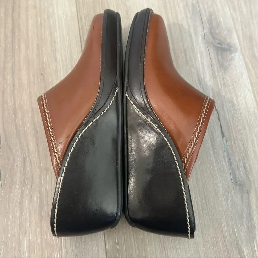 Cole Haan Elyssa Wedge Clogs Slip On Mules Shoes Brown Leather‎ Women’s Size 6